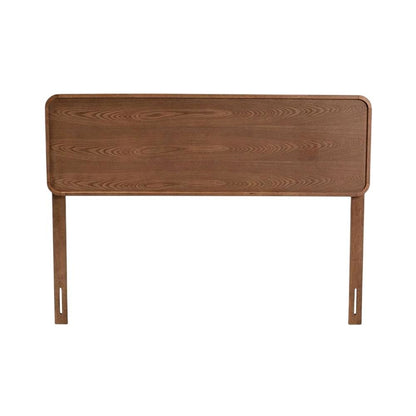 Mid-Century Walnut Brown Finished Wood King Headboard with Sleek Design
