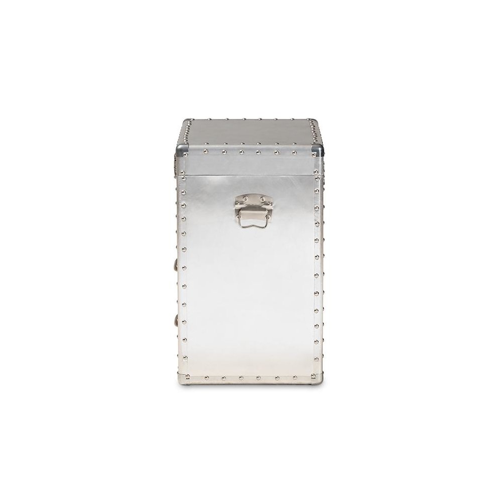 Serge French Industrial Silver Metal 2-Drawer Accent Storage Cabinet