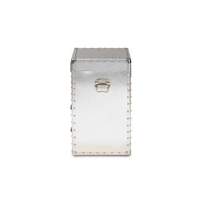 Serge French Industrial Silver Metal 2-Drawer Accent Storage Cabinet