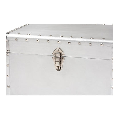 Serge French Industrial Silver Metal 2-Drawer Accent Storage Cabinet