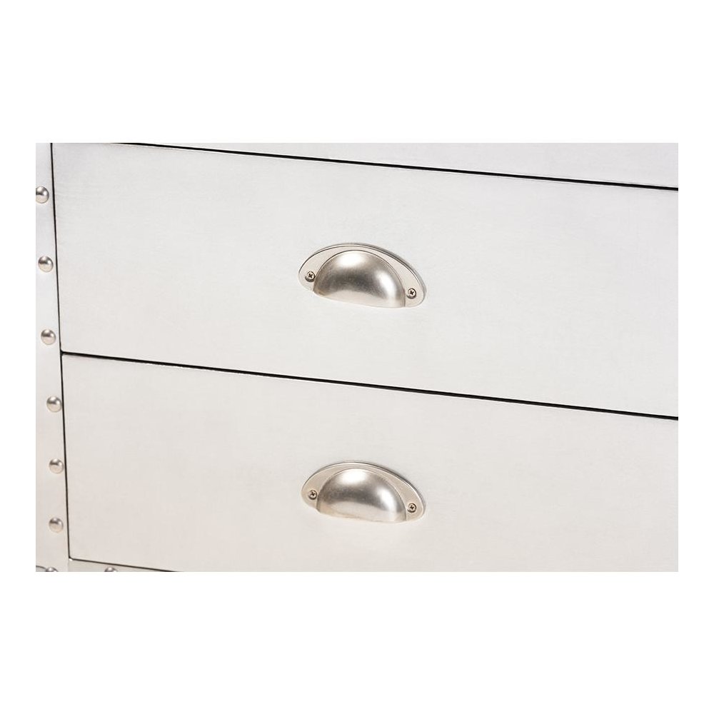 Serge French Industrial Silver Metal 2-Drawer Accent Storage Cabinet