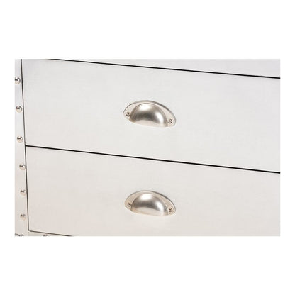Serge French Industrial Silver Metal 2-Drawer Accent Storage Cabinet