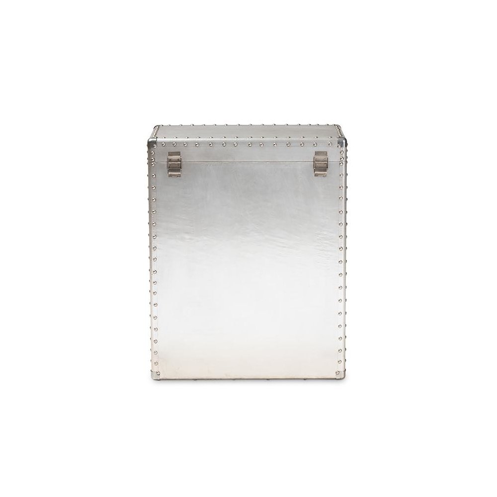 Serge French Industrial Silver Metal 3-Drawer Accent Storage Cabinet