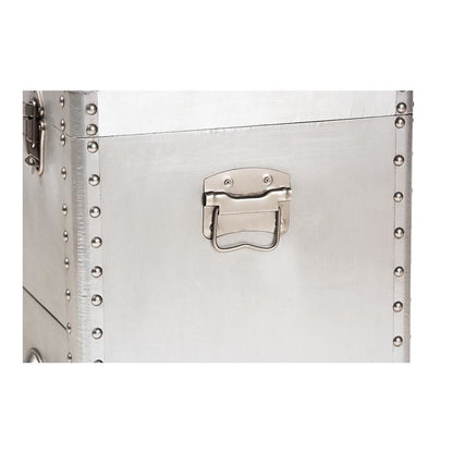 Serge French Industrial Silver Metal 3-Drawer Accent Storage Cabinet