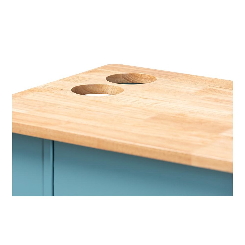 Liona Modern and Contemporary Sky Blue Finished Wood Kitchen Storage Cart