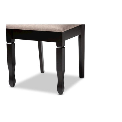 Sand Fabric Upholstered Dark Brown Finished Wood 7-Piece Dining Set
