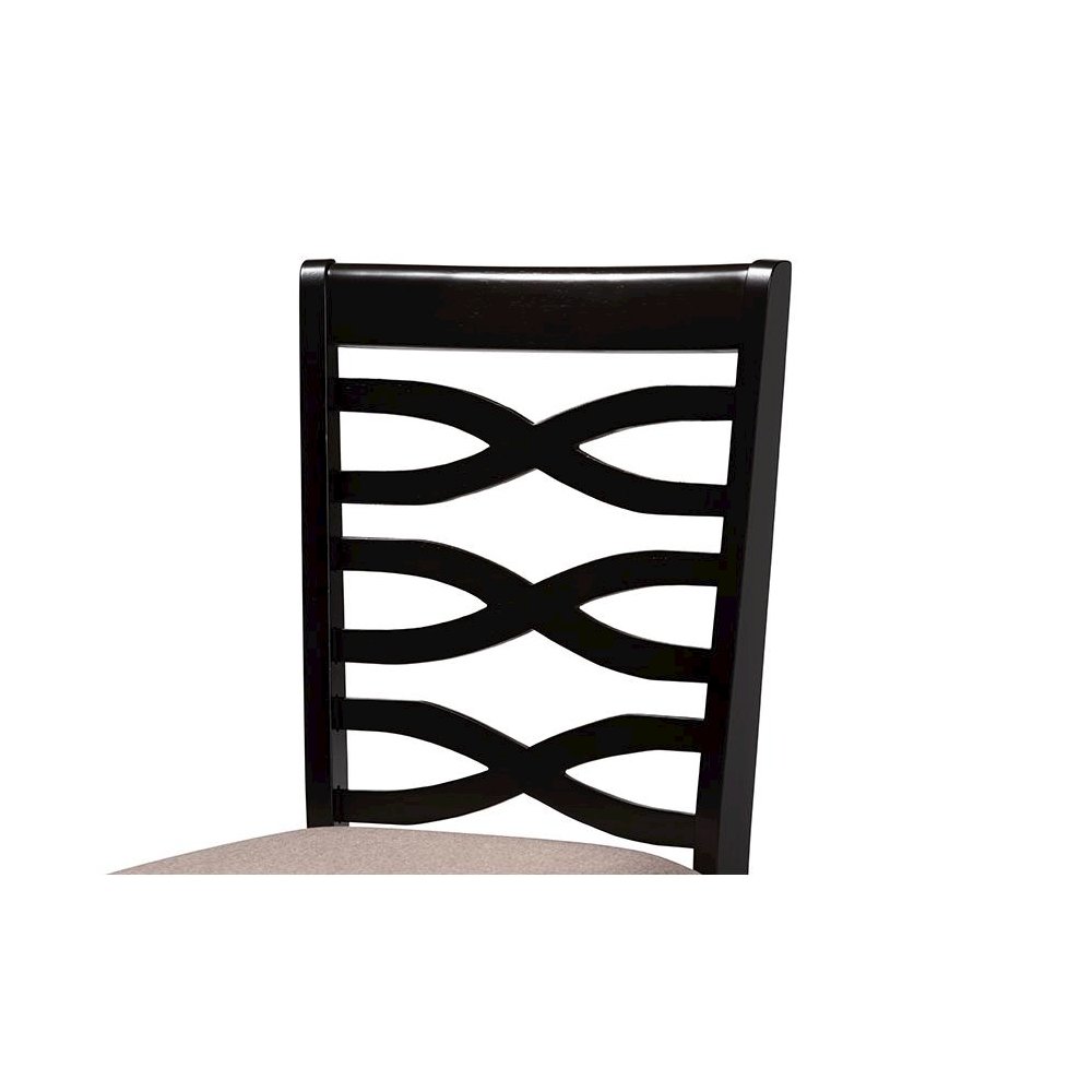 Sand Fabric Upholstered Dark Brown Finished 2-Piece Wood Dining Chair Set