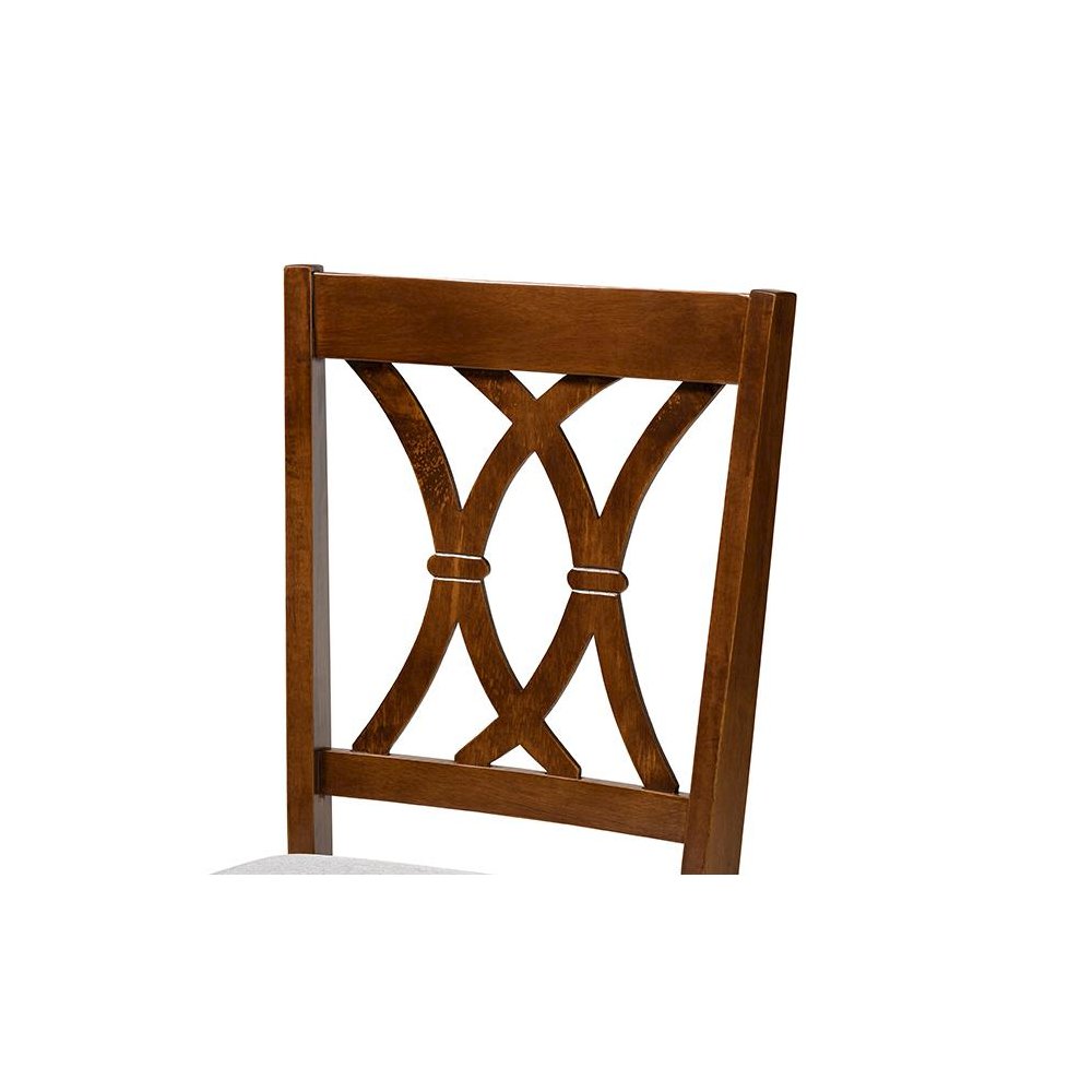 Maya Modern Grey Fabric and Walnut Brown Finished Wood 7-Piece Dining Set