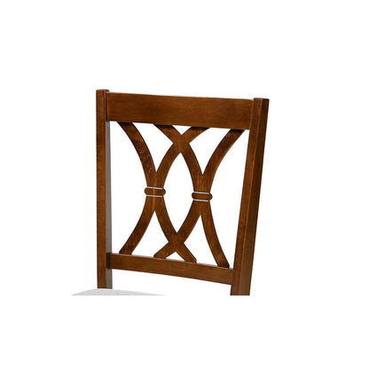 Maya Modern Grey Fabric and Walnut Brown Finished Wood 7-Piece Dining Set