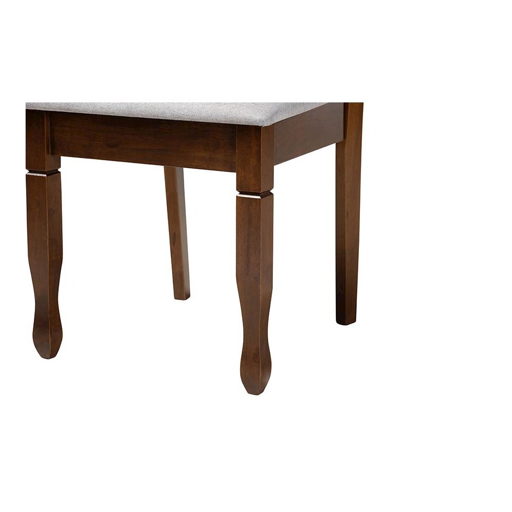 Maya Modern Grey Fabric and Walnut Brown Finished Wood 7-Piece Dining Set