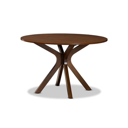 Grey Fabric Upholstered and Walnut Brown Finished Wood 7-Piece Dining Set