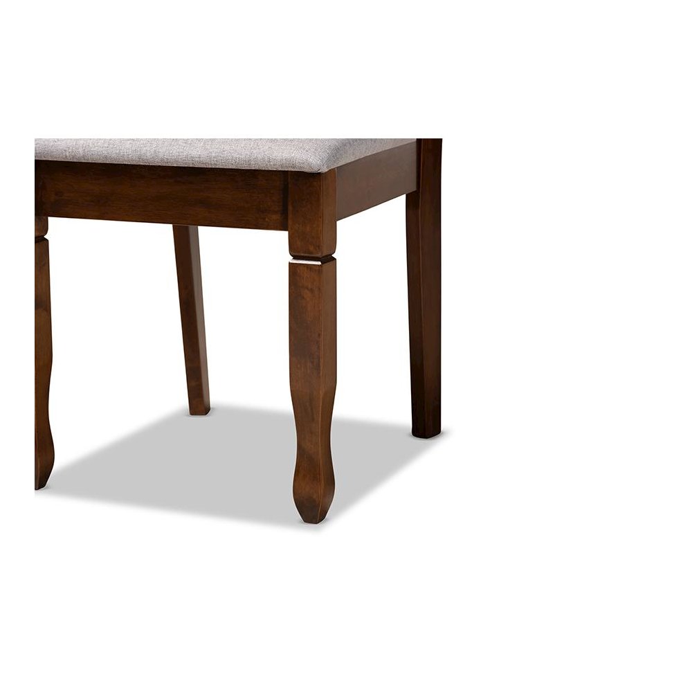 Grey Fabric Upholstered and Walnut Brown Finished Wood 7-Piece Dining Set