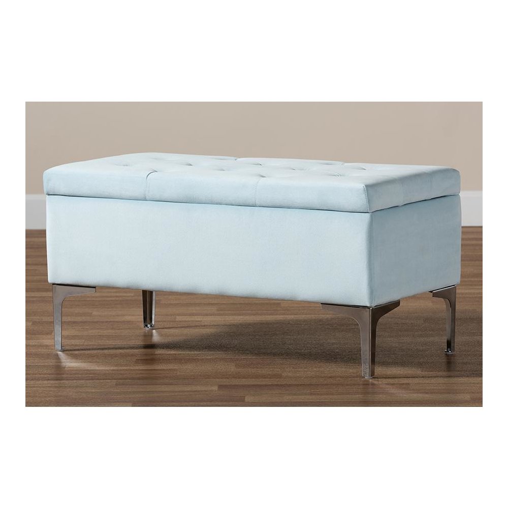 Silver Finished Storage Ottoman