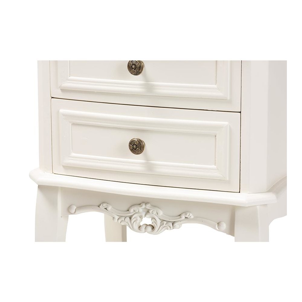 Darla Classic and Traditional French White and Cherry Brown Finished Wood 2-Drawer Nightstand