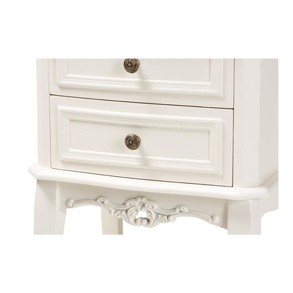 Darla Classic and Traditional French White and Cherry Brown Finished Wood 2-Drawer Nightstand