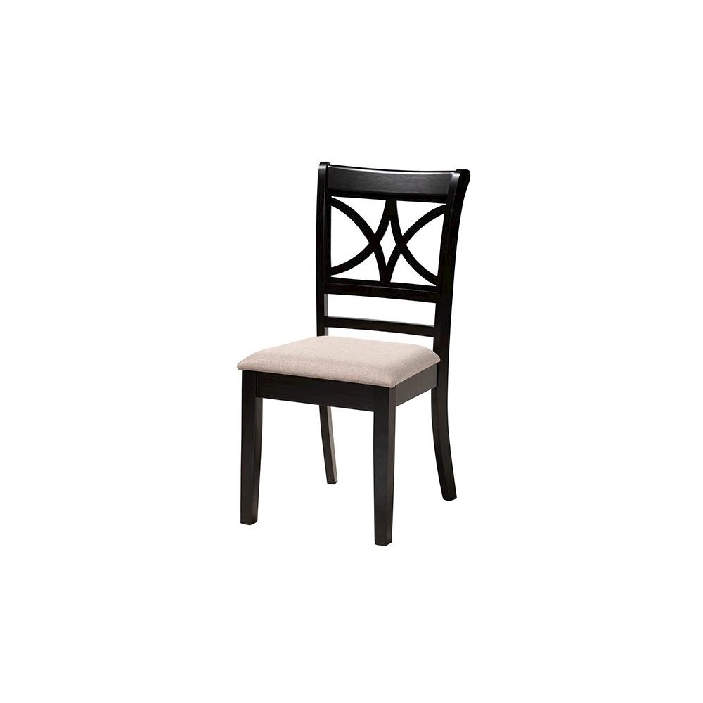 Mari Modern Beige Fabric and Dark Brown Finished Wood 5-Piece Dining Set