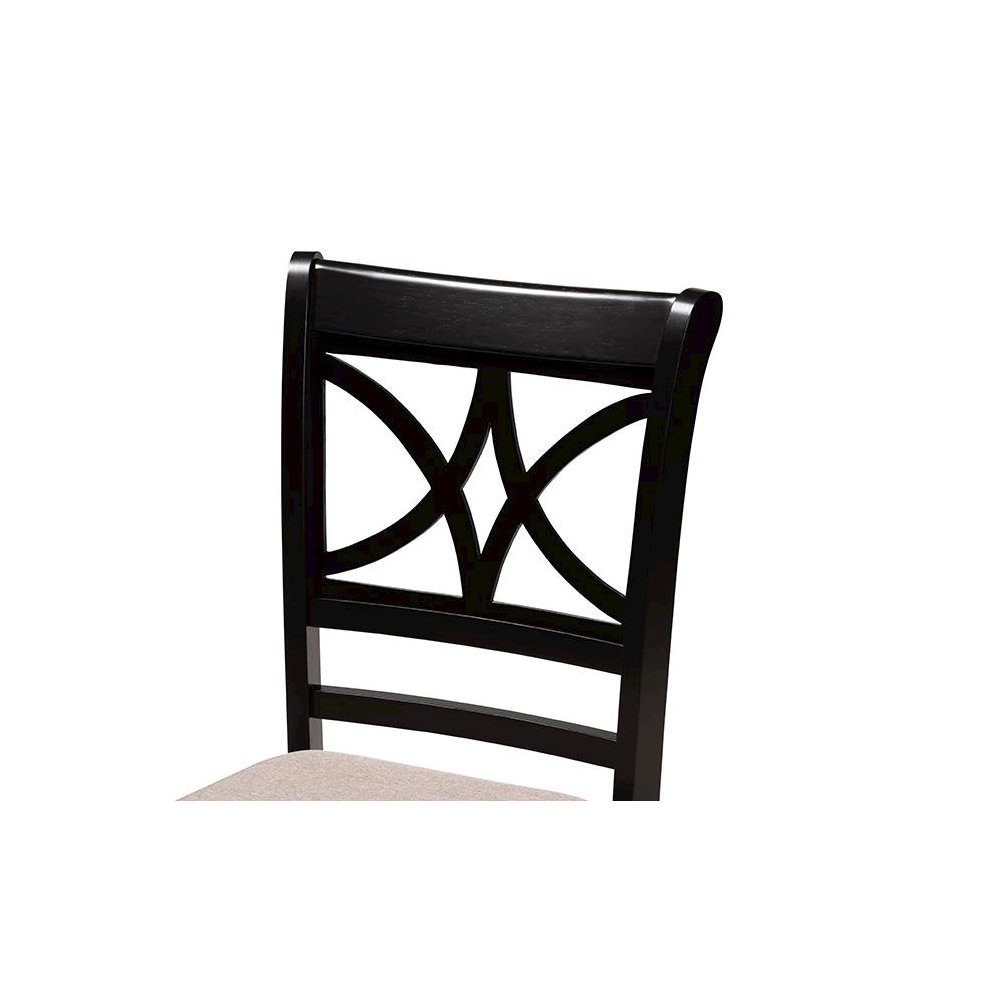 Mari Modern Beige Fabric and Dark Brown Finished Wood 5-Piece Dining Set