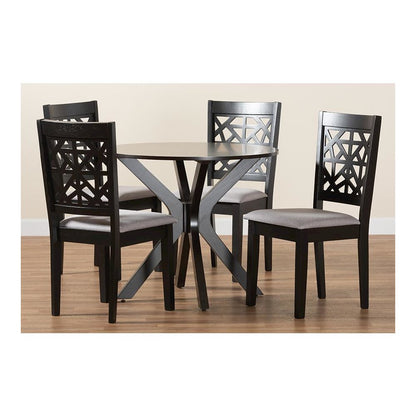 Karel Modern Grey Fabric and Espresso Brown Finished Wood 5-Piece Dining Set