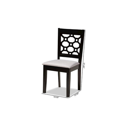 Grey Fabric Upholstered and Dark Brown Finished Wood 4-Piece Dining Chair Set