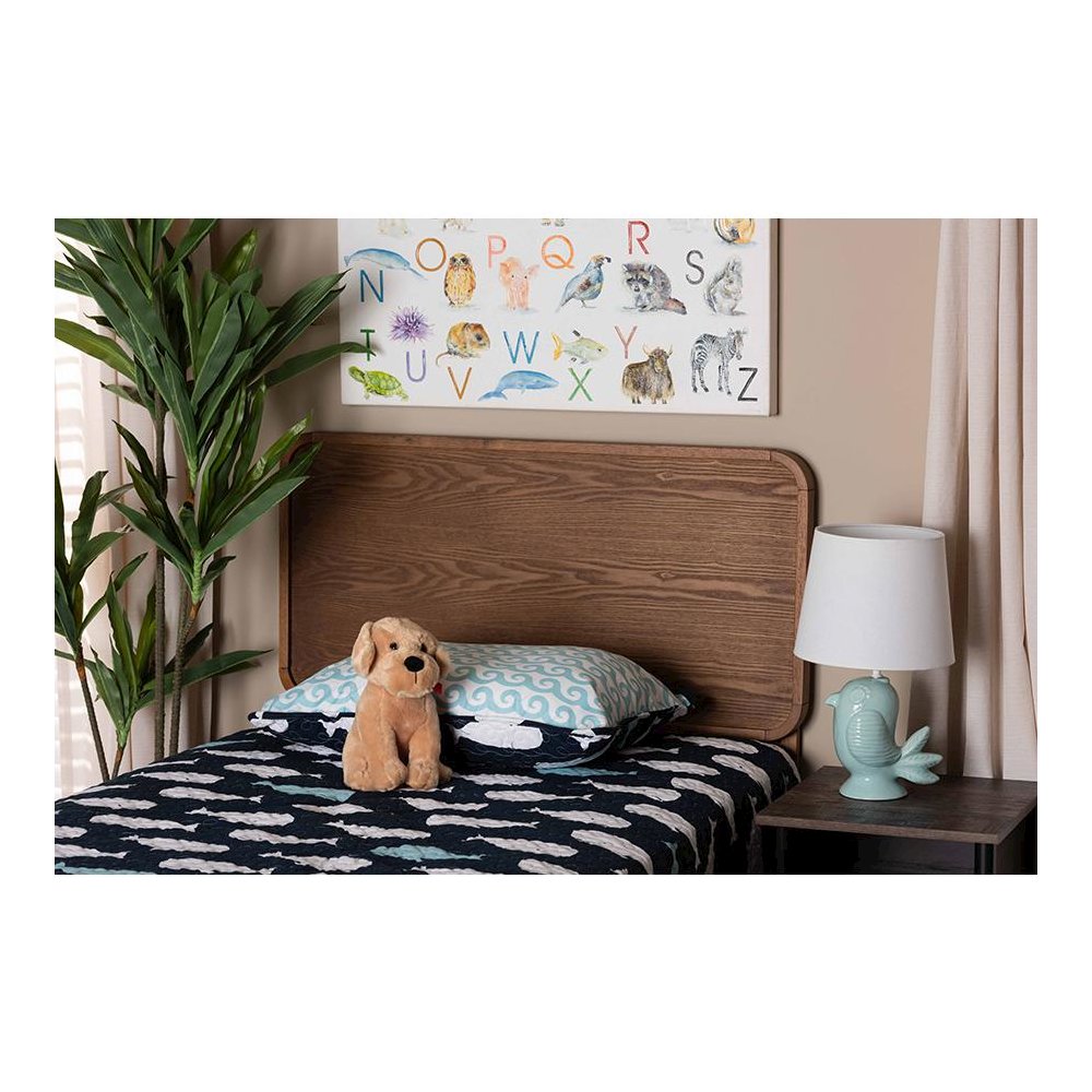 Mailene Mid-Century Modern Walnut Brown Finished Wood Twin Size Headboard
