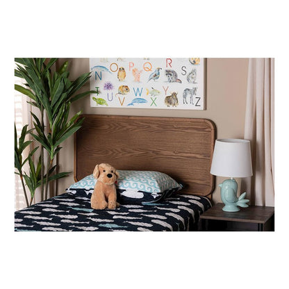 Mailene Mid-Century Modern Walnut Brown Finished Wood Twin Size Headboard