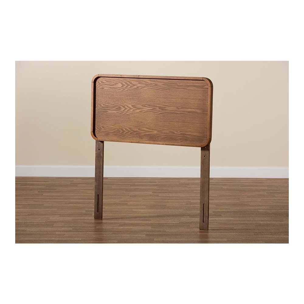 Mailene Mid-Century Modern Walnut Brown Finished Wood Twin Size Headboard