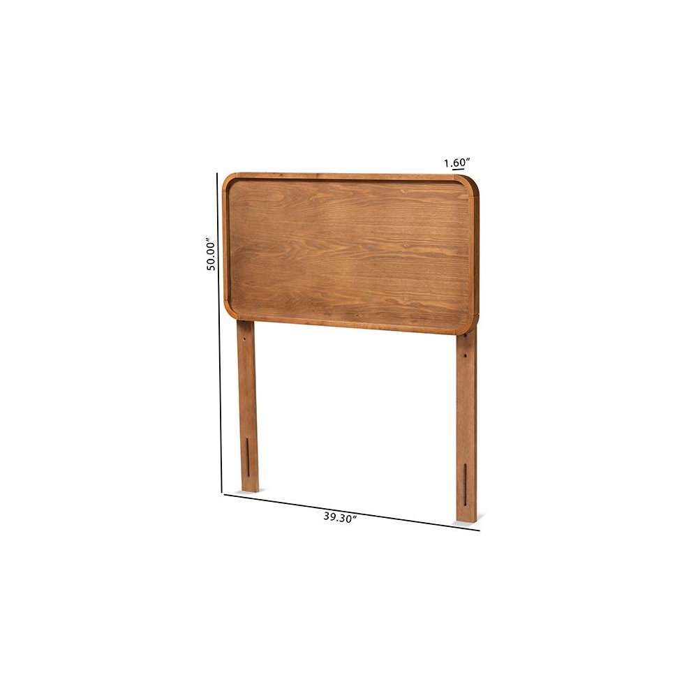 Mailene Mid-Century Modern Walnut Brown Finished Wood Twin Size Headboard
