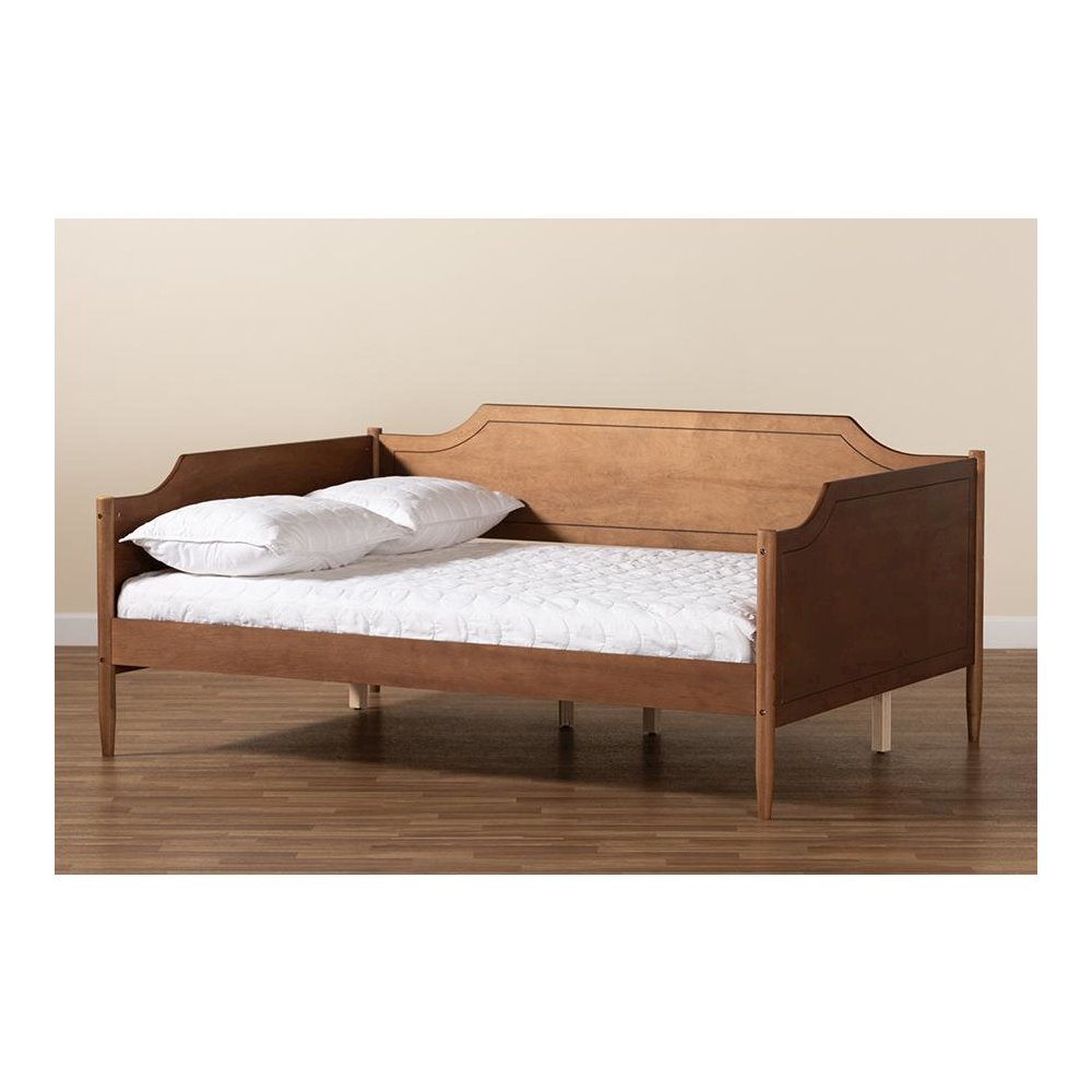 Alya Classic Traditional Farmhouse Walnut Brown Finished Wood Full Size Daybed