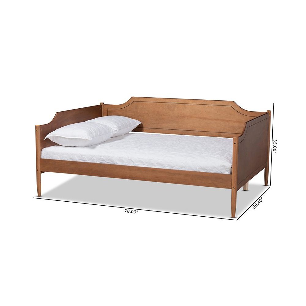 Alya Classic Traditional Farmhouse Walnut Brown Finished Wood Full Size Daybed