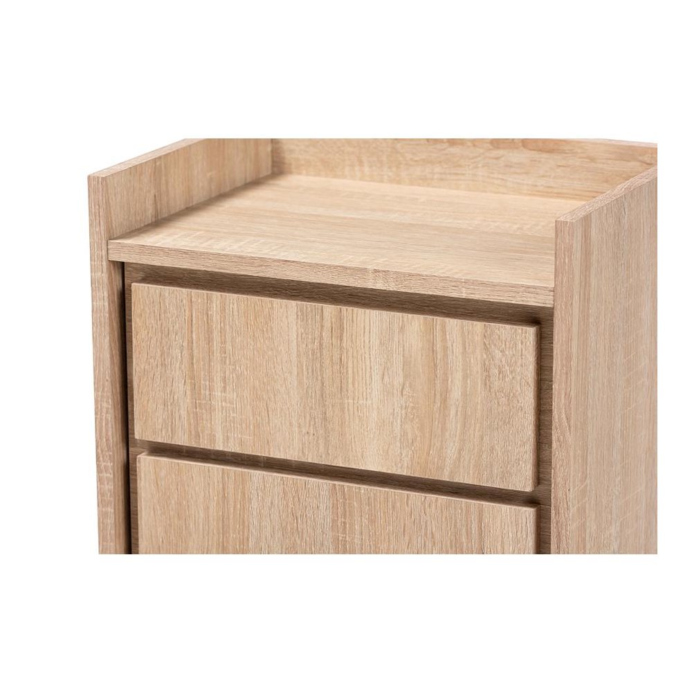 Baxton Studio Hale Modern and Contemporary Oak Finished Wood 1-Door Nightstand