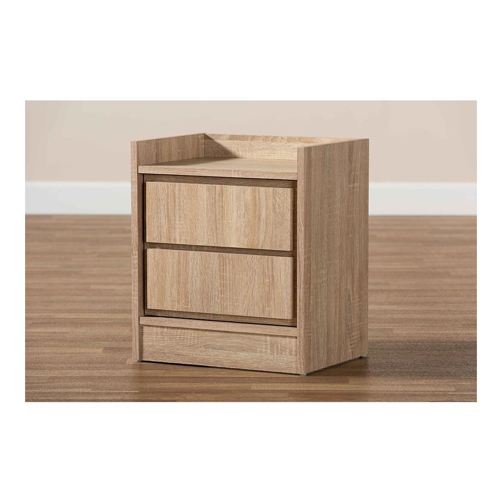 Baxton Studio Hale Modern and Contemporary Oak Finished Wood 1-Door Nightstand