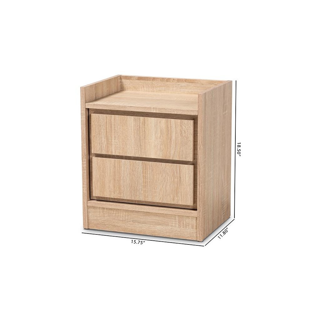 Baxton Studio Hale Modern and Contemporary Oak Finished Wood 1-Door Nightstand