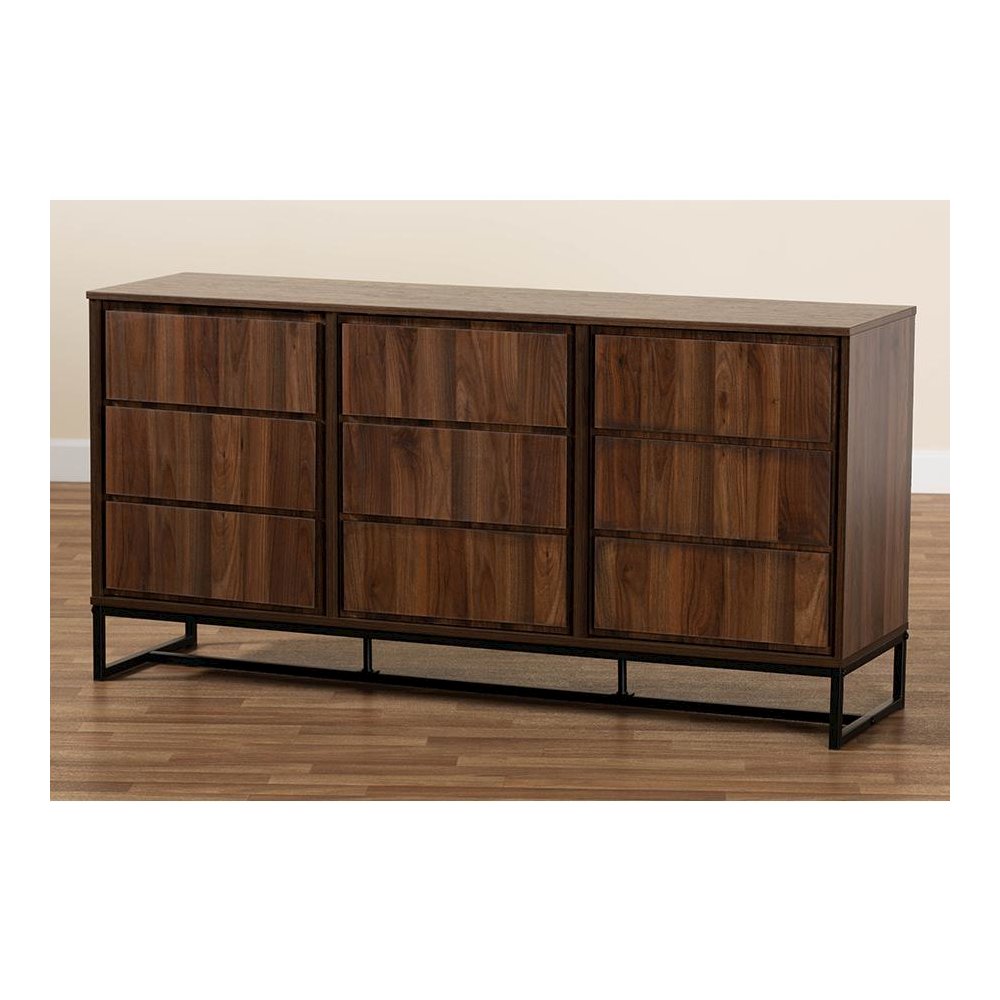 Black Finished Metal 3-Door Dining Room Sideboard Buffet