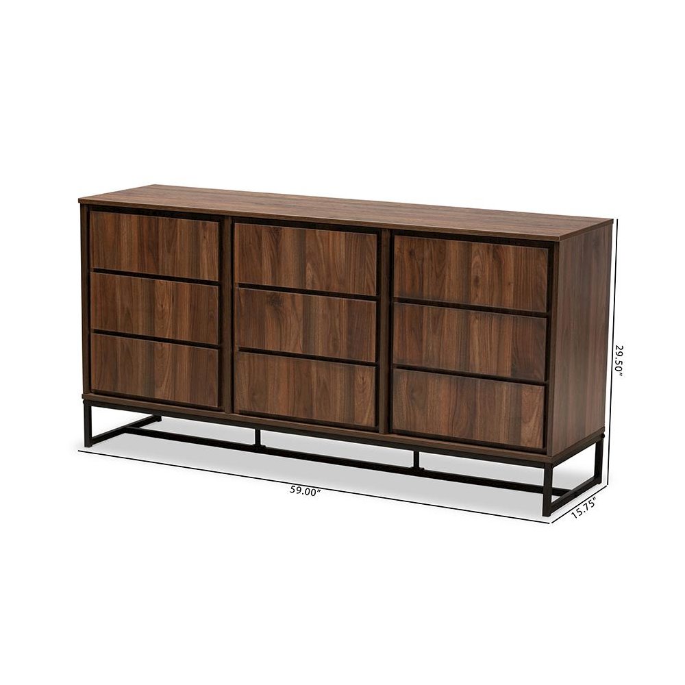 Black Finished Metal 3-Door Dining Room Sideboard Buffet