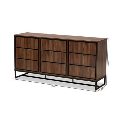 Black Finished Metal 3-Door Dining Room Sideboard Buffet