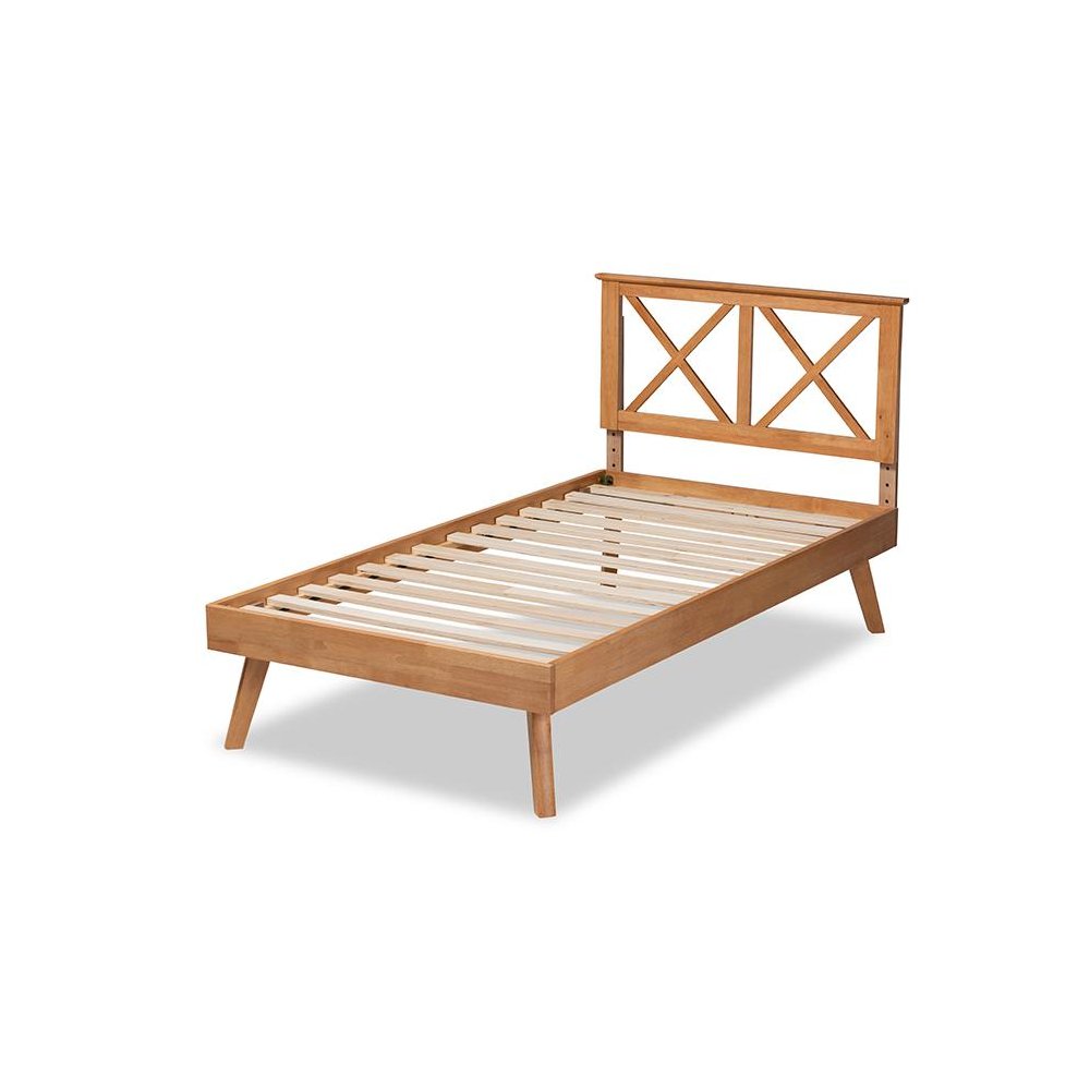 Galvin Modern and Contemporary Brown Finished Wood Twin Size Platform Bed
