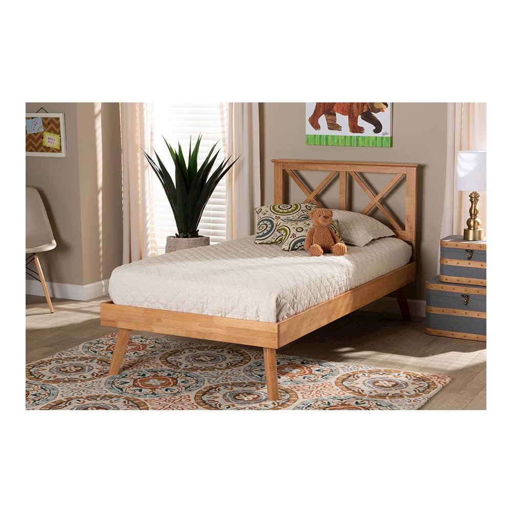 Galvin Modern and Contemporary Brown Finished Wood Twin Size Platform Bed