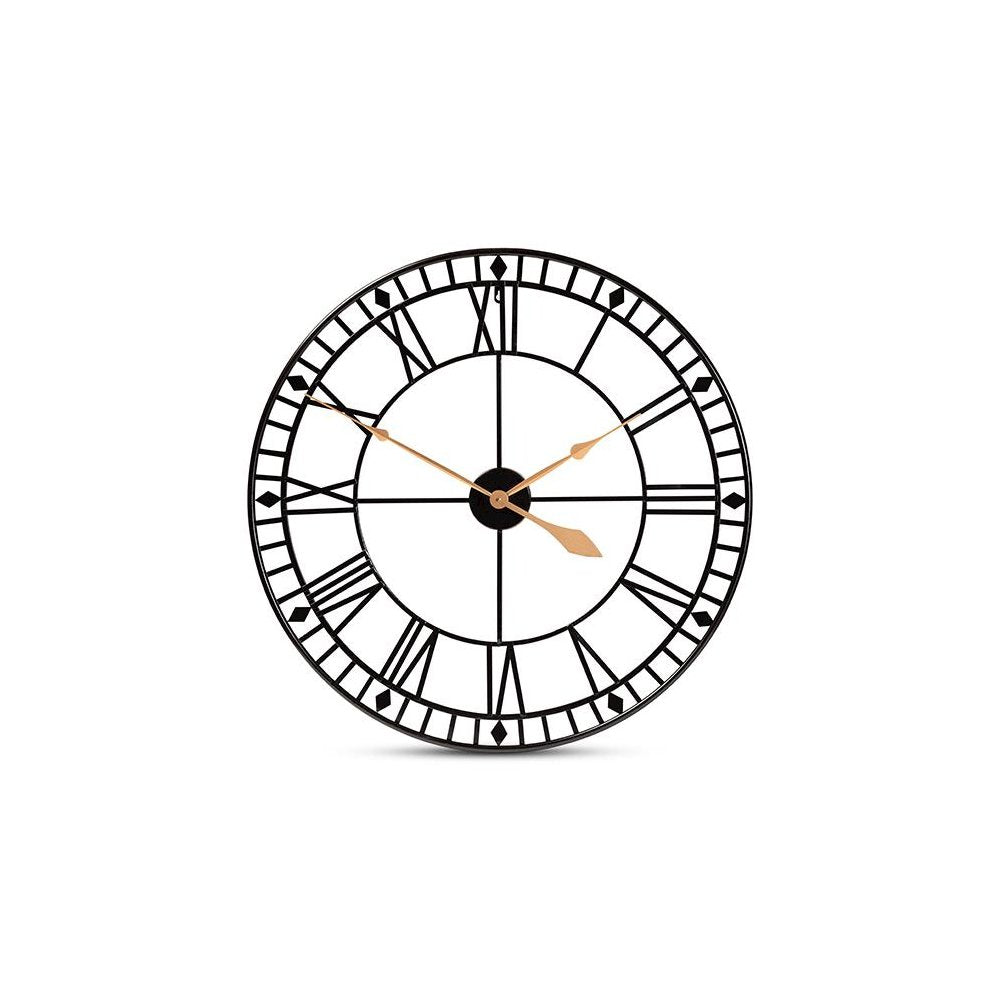 Janette Classic Contemporary Black and Gold Finished Metal Wall Clock
