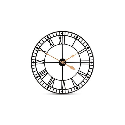 Janette Classic Contemporary Black and Gold Finished Metal Wall Clock