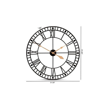 Janette Classic Contemporary Black and Gold Finished Metal Wall Clock