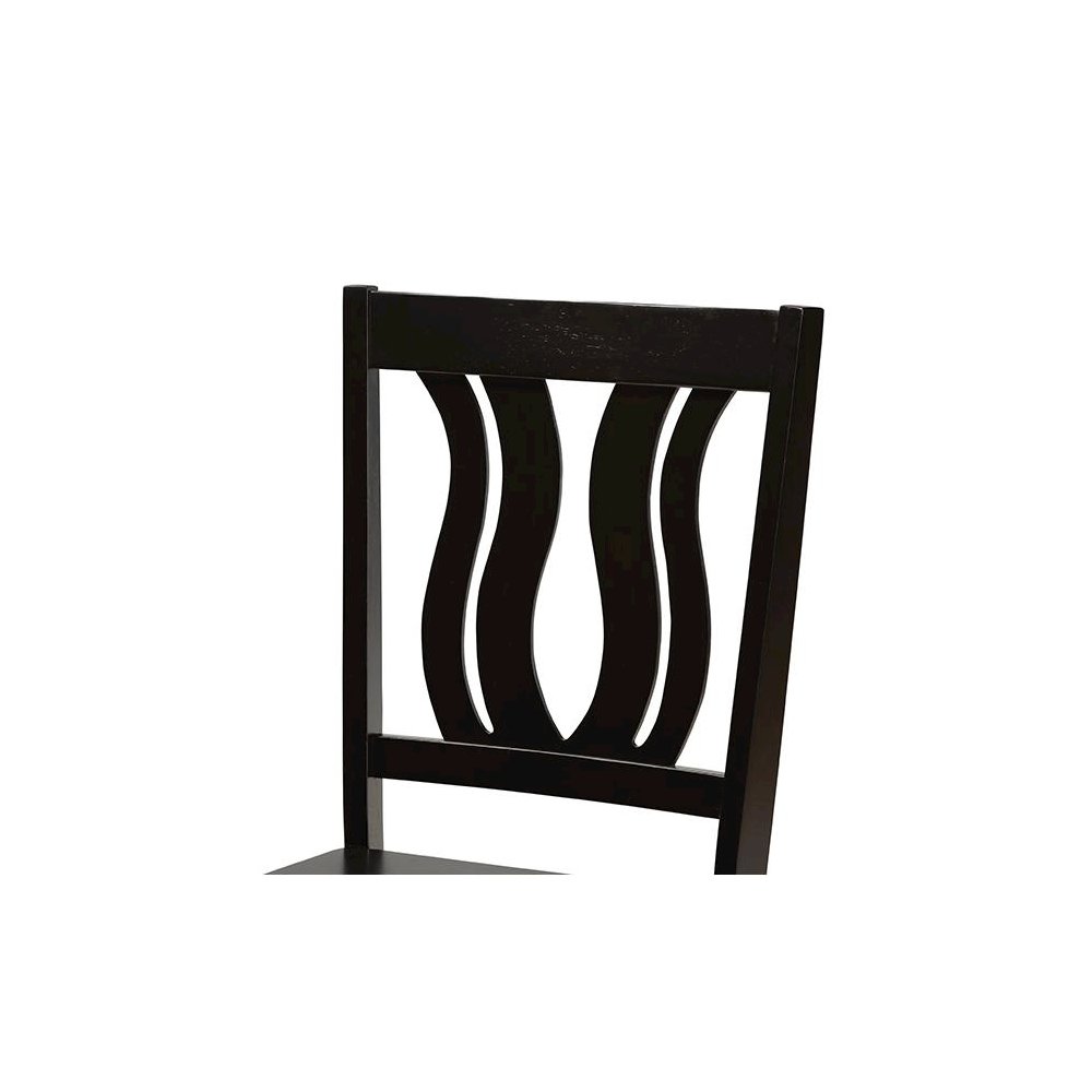 Transitional Dark Brown Finished Wood 5-Piece Dining Set