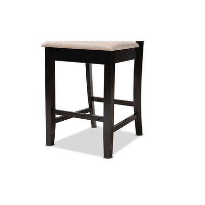 Sand Fabric Upholstered and Dark Brown Finished Wood 5-Piece Pub Set