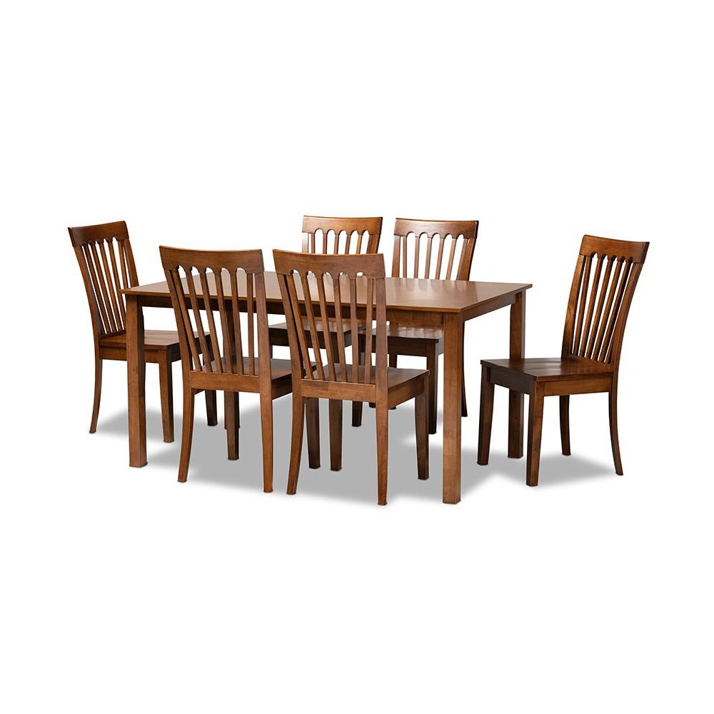 Erion Modern and Contemporary Walnut Brown Finished Wood 7-Piece Dining Set