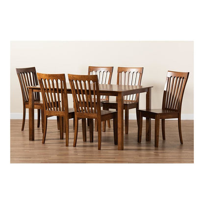 Erion Modern and Contemporary Walnut Brown Finished Wood 7-Piece Dining Set