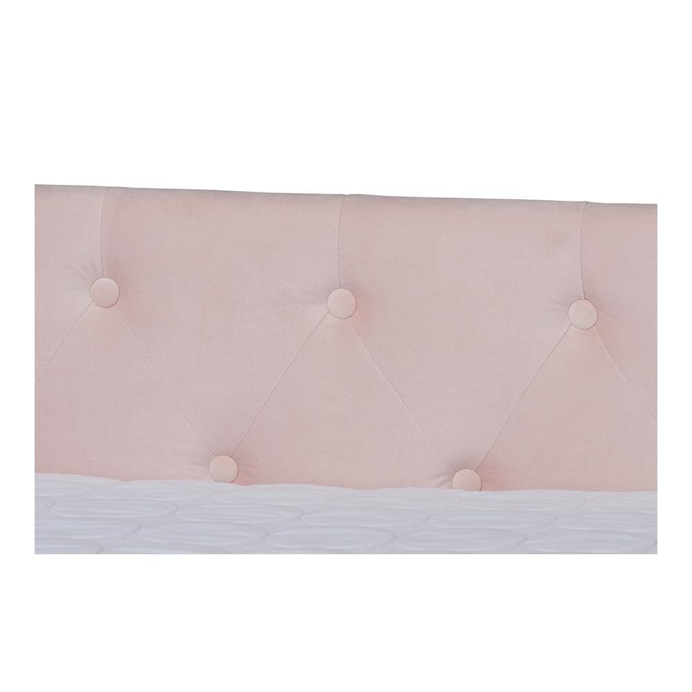 Pink Velvet Fabric Upholstered Full Size Daybed with Trundle