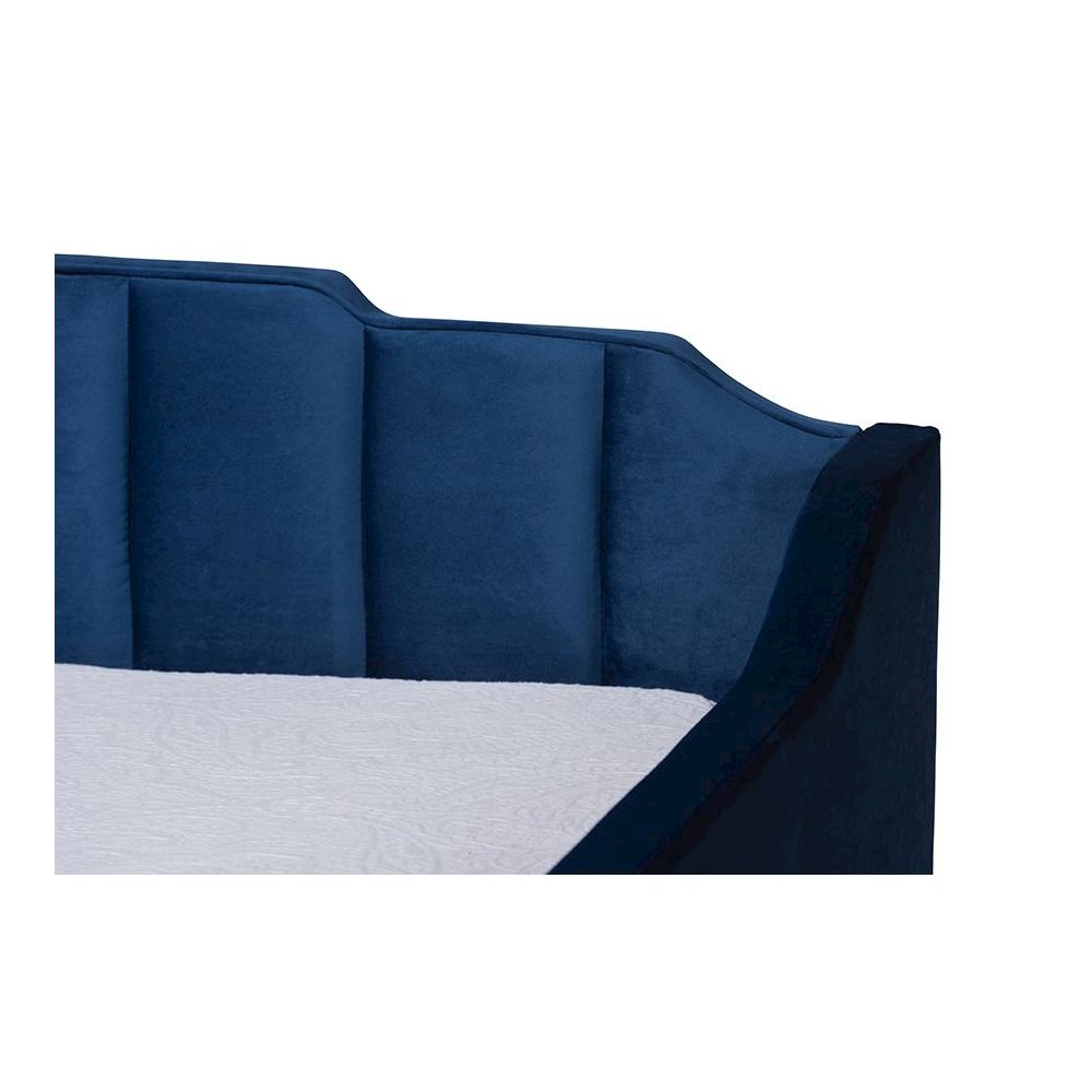 Navy Blue Velvet Fabric Upholstered Twin Size Daybed with Trundle