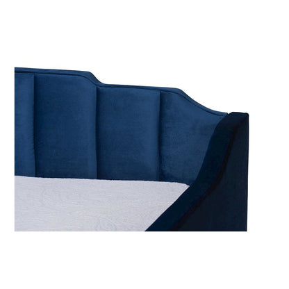 Navy Blue Velvet Fabric Upholstered Twin Size Daybed with Trundle