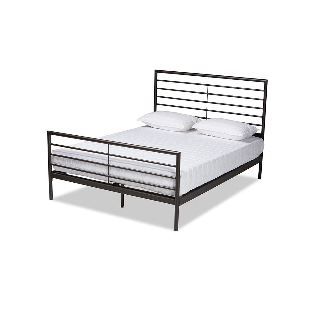 Baxton Studio Alva Modern and Contemporary Industrial Black Finished Metal Full Size Platform Bed