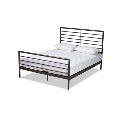 Baxton Studio Alva Modern and Contemporary Industrial Black Finished Metal Full Size Platform Bed