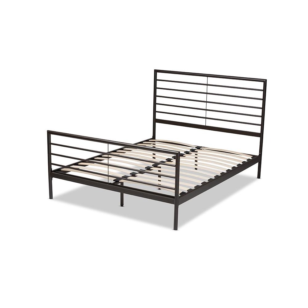 Baxton Studio Alva Modern and Contemporary Industrial Black Finished Metal Full Size Platform Bed